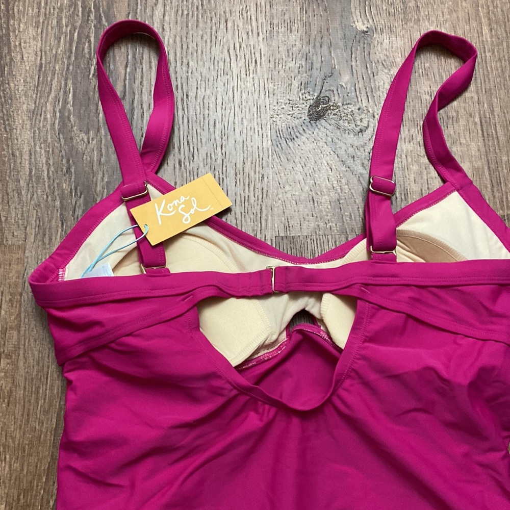 Kona Sol Hot Pink Cut Out Tankini Top Large/XL NEW - Picture 5 of 6